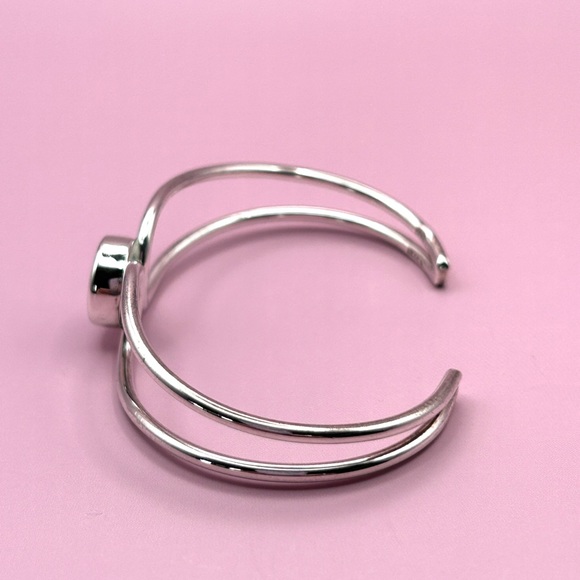 Vintage 950 Sterling Silver Mexico Turquoise Split Cuff Bracelet 7" EEUC - Picture 3 of 9